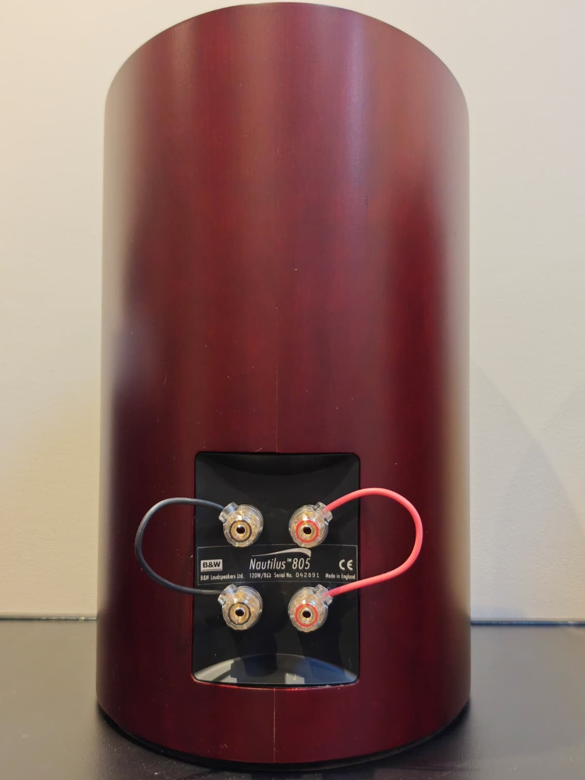 Second Hand Bowers & Wilkins 805 Nautilus Speakers Red Cherry