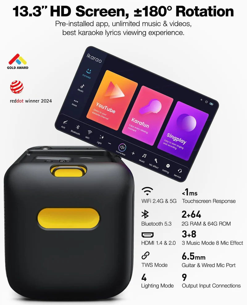 Ikarao Break X1 Premium Portable Wireless Karaoke Machine