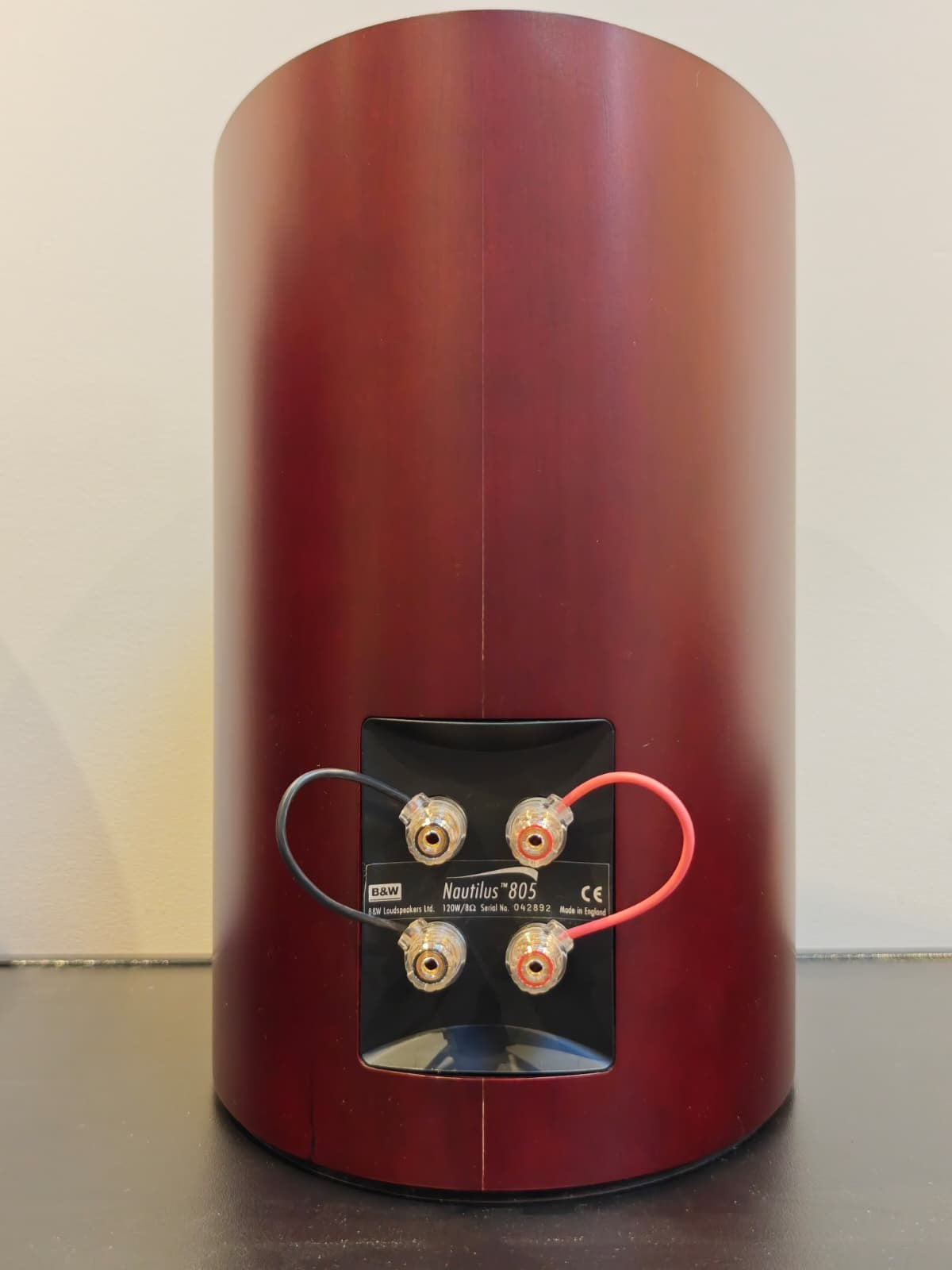Second Hand Bowers & Wilkins 805 Nautilus Speakers Red Cherry